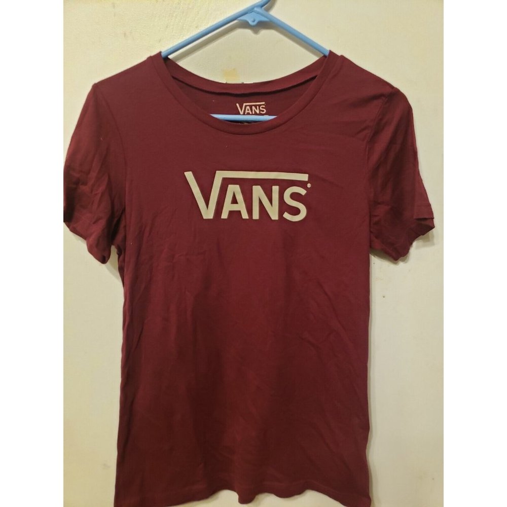 Vans Girls Kids XL basic logo Front‎ Graphic Maroon Tee T-Shirt Skateboarding